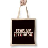 Humuts Hook Left Kickboxing Fighter Martial Arts Mma Coach Training Uzun Saplı Açık Bej Bez Çanta