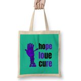Humuts Hope Loue Cure Crohn's Colitis Awareness Warrior Unbreakable Uzun Saplı Açık Bej Bez Çanta