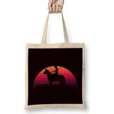 Humuts Horse Girl Sunset Equestrian Sport Horseshoe Stable Dressage Uzun Saplı Açık Bej Bez Çanta