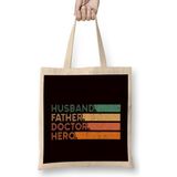 Humuts Husband Father Doctor Hero Dad Daddy Papa Poppa Medicine Bez Uzun Saplı Açık Bej Rengi Çanta