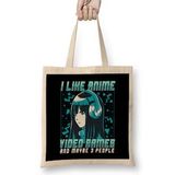 Humuts I Like Anime Video Games And Maybe 3 People Bez Uzun Saplı Açık Bej Rengi Çanta