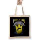 Humuts I Want to Leave Funny Ufo Alien Spaceship Pun Bez Kadın Günlük Çanta
