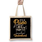 Humuts It's a Piano Thing You Wouldn't Understand Pianist Uzun Saplı Açık Bej Bez Çanta