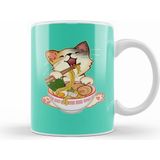 Humuts Kawaii Neko Kedi Cute Ramen Cat Japanese Noodle Anime Lover Beyaz Kupa