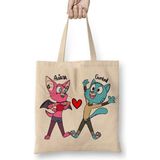 Humuts Kedi Cat Mammal Dog, Gumball Waterson Ariana Aşk Bez Uzun Saplı Açık Bej Rengi Çanta