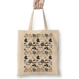 Humuts Kediler Cats Cats Cats Graphic Bez Uzun Saplı Açık Bej Rengi Çanta