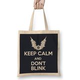 Humuts Keep Calm And Don't Blink Doctor Who Bez Uzun Saplı Açık Bej Rengi Çanta