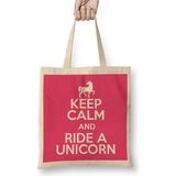 Humuts Keep Calm And Ride A Unicorn Bez Uzun Saplı Açık Bej Rengi Çanta