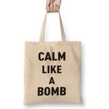 Humuts Keep Calm Like A Bomb Bez Uzun Saplı Açık Bej Rengi Çanta