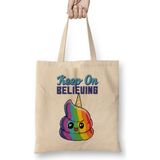 Humuts Keep On Believing Unicorn Ice Cream Bez Uzun Saplı Açık Bej Rengi Çanta