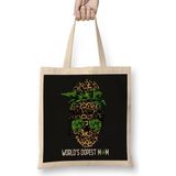 Humuts Leopard Skull Lady Worlds Dopest Mom Marijuana Weed Bez Kadın Günlük Çanta