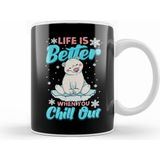 Humuts Life İs Better When You Chill Out Polar Bear Pun Beyaz Kupa