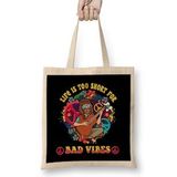 Humuts Life is too Short For Bad Vibes Guitar Hippie Bez Kadın Günlük Çanta