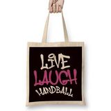 Humuts Live Handball Love Handballer Ball Sports Player Team Coach Uzun Saplı Açık Bej Bez Çanta