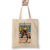 Humuts Livermore Rodeo Usa Vintage Wall Art 1933 Uzun Saplı Açık Bej Bez Çanta