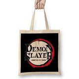 Humuts Logo Demon Slayer Kimetsu No Yaiba Uzun Saplı Açık Bej Bez Çanta