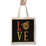 Humuts Love Dog Dog Lover I Love Pug Uzun Saplı Açık Bej Bez Çanta