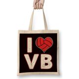 Humuts Love Heart Volleyball Player Ball Sports Coach Team Setter Uzun Saplı Açık Bej Bez Çanta