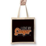 Humuts Love My Ginger Girl Boyfriend Girlfriend Redhead Red Haired Uzun Saplı Açık Bej Bez Çanta