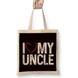 Humuts Love My Uncle Niece Nephew Aunt Family Father Mother Brother Uzun Saplı Açık Bej Bez Çanta