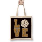 Humuts Love Volleyball Ball Sports Game Team Coach Training Athlete Uzun Saplı Açık Bej Bez Çanta