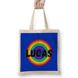 Humuts Lucas Name Custom Vintage Retro Rainbow Style Design Gift Baby Gift For Him Bez Uzun Saplı Açık Bej Rengi Çanta