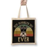 Humuts Mens Dog Vintage Best Schnauzer Dad Ever Fathers Day Gifts Köpek Bez Kadın Günlük Çanta
