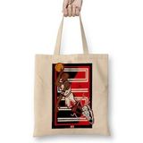 Humuts Michael Jordan Art Açık Bej Uzun Saplı Bez Çanta