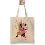 Humuts Mini Fare Minnie Mouse 1 Bir Yaş Hediyesi Bez Uzun Saplı Açık Bej Rengi Çanta