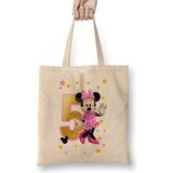 Humuts Mini Fare Minnie Mouse 5 Beş Yaş Hediyesi Bez Uzun Saplı Açık Bej Rengi Çanta