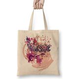 Humuts Music Splash Açık Bej Uzun Saplı Bez Çanta