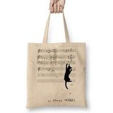 Humuts Müzik Notalı Kedi Bez Çanta