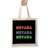 Humuts Nevada State Flag Gift - Vintage Retro Rainbow Style Bez Uzun Saplı Açık Bej Rengi Çanta