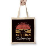 Humuts Old Man Swimmer Swimming Pool Retro Swim Water Sports Coach Bez Kadın Günlük Çanta