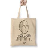 Humuts One Punch Man Ok Açık Bej Uzun Saplı Bez Çanta