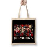 Humuts Persona 5 Strikers All Member Bez Uzun Saplı Açık Bej Rengi Çanta