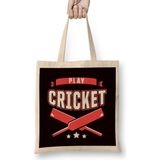 Humuts Play Cricket Player Coach Team Cricketer Wicket Ball Bez Uzun Saplı Açık Bej Rengi Çanta