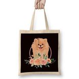 Humuts Pomeranian Flowers Pommy Pom Dog Breed German Spitz Puppy Bez Kadın Günlük Çanta
