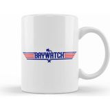 Humuts Porselen Beyaz Baywatch Top Gun Logo Kupa Bardak