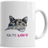 Humuts Porselen Beyaz Cats Love Kedi Kupa Bardak