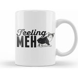 Humuts Porselen Beyaz Cute Funny Feeling Meh Kitty Adorable Cat Kupa Bardak