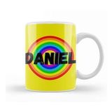 Humuts Porselen Beyaz Daniel Name Personalized Custom Vintage Retro Rainbow Design Gift Baby Gift For Him Kupa Bardak