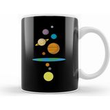 Humuts Porselen Beyaz Flat Earth Solar System Kupa Bardak