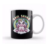 Humuts Porselen Beyaz Hail Satan Unicorn Rainbow Heavy Metal Satanic Pun Kupa Bardak