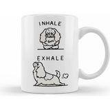 Humuts Porselen Beyaz Inhale Exhale Cavalier King Charles Spaniel Yoga Kupa Bardak
