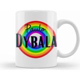 Humuts Porselen Beyaz Paulo Dybala Vintage Retro Rainbow Style Kupa Bardak