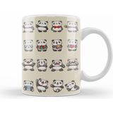 Humuts Porselen Beyaz Sevimli Pandalar Various Feeling Of Panda Kupa Bardak