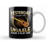 Humuts Porselen Beyaz Yesterday I Couldnt Spell Ukulele Today I Play One Kupa Bardak