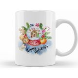 Humuts Porselen Beyaz Yılbaşı Yeni Yıl Konseptli New Year 05 Kupa Bardak