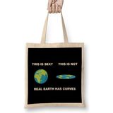 Humuts Real Earth Has Curves Flat Earth Bez Uzun Saplı Açık Bej Rengi Çanta